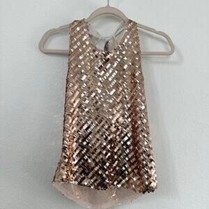 Free People Rose Gold Sequin Halter Top Glam Party Celebration Rave Whimsical